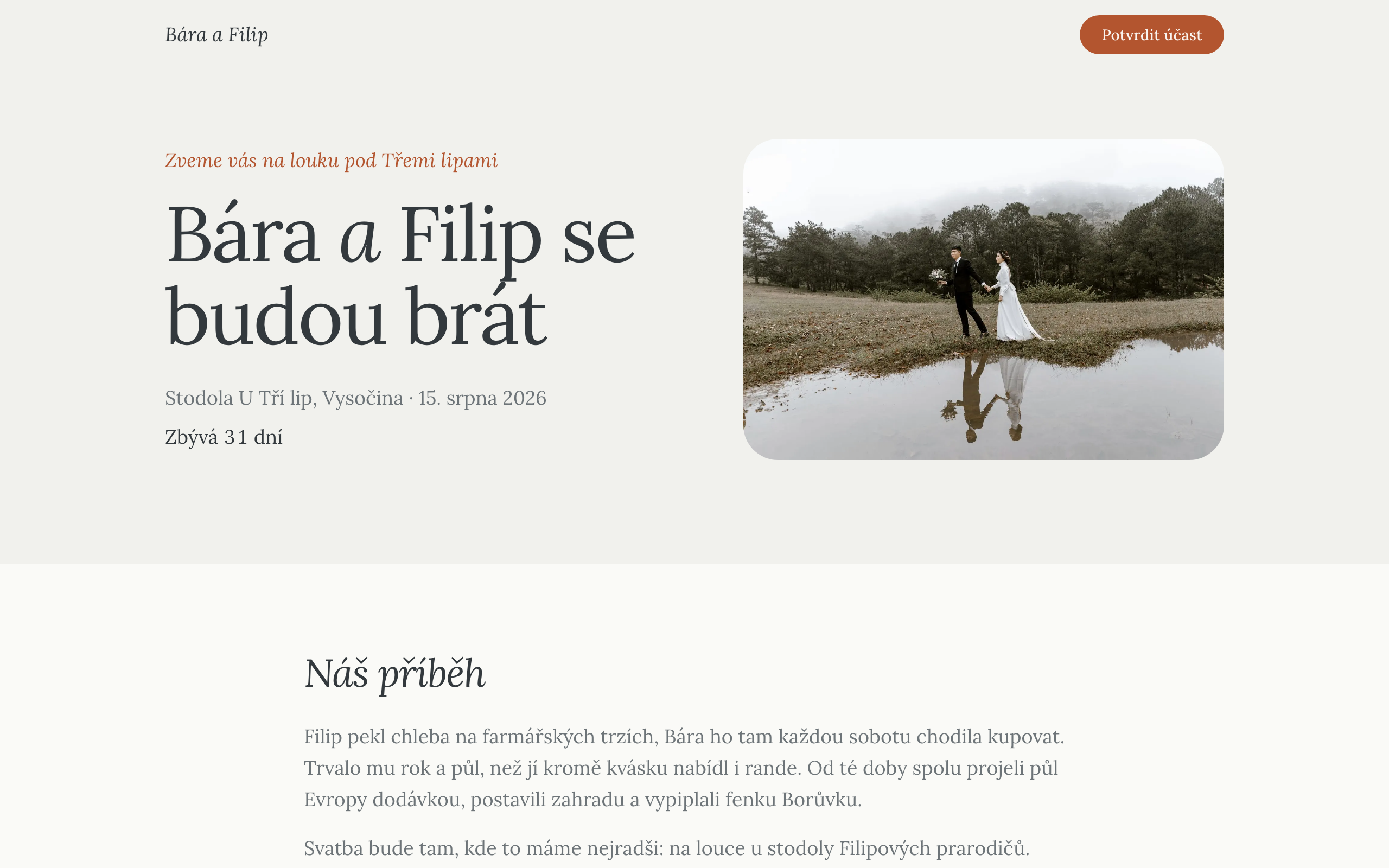Svatební web Bára & Filip